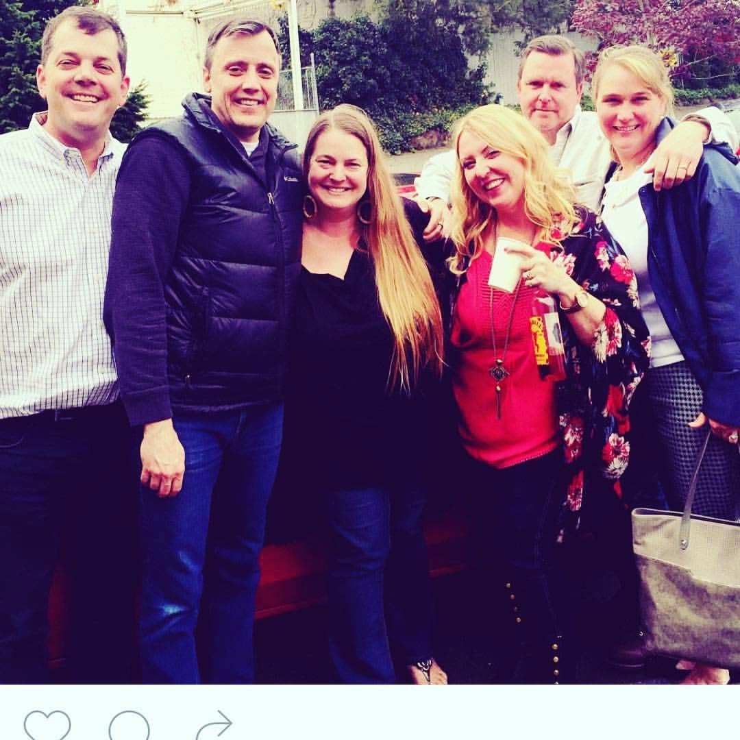 Lisa and friends gathered together outdoors